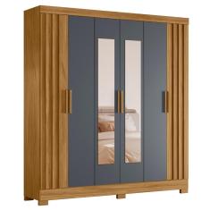 Guarda Roupa Casal 195cm Espelho Ripado Arlon M07 Freijó-cinza - Mpozenato