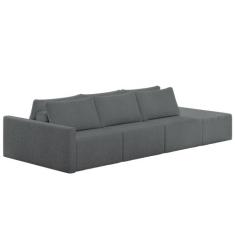 Sofá Ilha Modular Para Sala 312cm com Puff Dublin K01 Bouclê Cinza - L