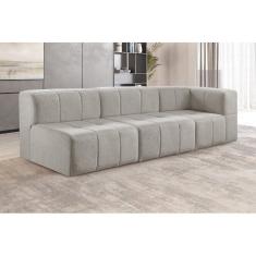 Sofá Box 3 Lugares Bouclé 258cm X 65cm X 86cm Cinza