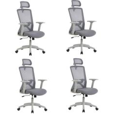 Kit com 4 Cadeira para Escritório Office Dallas Cinza