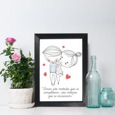 Quadro para Quarto Frase Namorados Moldura Preta 22x32cm - Quartinhos