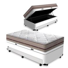 Box Baú Aux e Colchão de Mola Ensacada Anjos Classic 88 cm