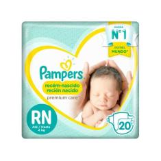 Fralda Pampers Premium Care Recém Nascido com 20 unidades - Até 4 Kg, 