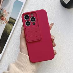 Deslize para fechar capa de TPU macia para proteção de câmera para iPhone 14 13 12 11 Pro XS Max X XR 7 8 Plus SE Capa de silicone de cor sólida, vermelho ameixa, para iphone 12 pro