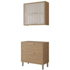 Armário Aéreo com Balcão Estela 80 cm com 3 Portas 1 Gaveta