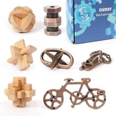 Conjunto de quebra-cabeças CUDNY 3D Unlock Interlock Brain Teaser de 7 peças
