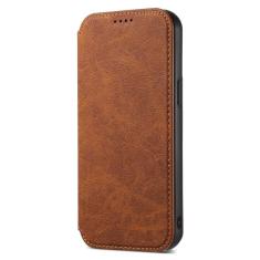 HAO RIYLN Capa carteira para iPhone 15 pro Max /15 Pro/15 plus/15, capa de carregamento sem fio de adsorção magnética de couro PU com suporte para cartão, Khaki2, 15 Pro Max