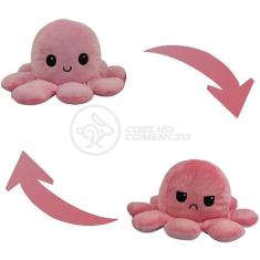 Polvo Reversível De Pelúcia Feliz E Bravo Pink E Rosa