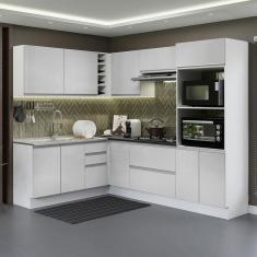 Cozinha Completa De Canto Mdf Madesa Acordes Branco Brilho