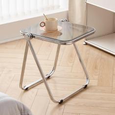 Mesa de centro dobrável, mesa final, mesa lateral de sofá, cadeiras dobráveis ​​empilháveis ​​portátil economiza espaço assento de cadeira de escritório pernas de metal, decoração de bar de