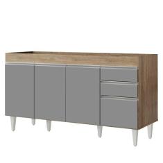 Balcão Gabinete Para Pia 150cm sem Tampo 4 Portas 2 Gavetas Marrocos C