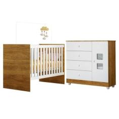 Quarto de Bebê com Berço com Suporte 100% Mdf Life e Cômoda de Bebê 10