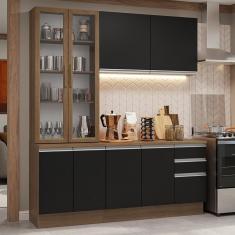 Armário de Cozinha Completa 190cm Rustic/Preto Glamy Madesa 05