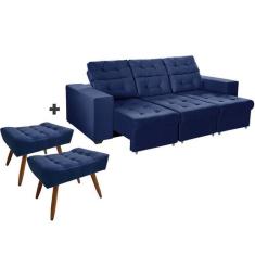 Combo de Sofá 4 Lugares Itália Plus 2,60m Retrátil Reclinável com 2 Pu