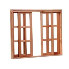 Janela de Madeira Vitro de Correr Quadriculado Reto Padrão Cedro Bat d