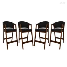 Kit 4 Banquetas Alta para Ilha de Cozinha Ravena Madeira Maciça Pinhão