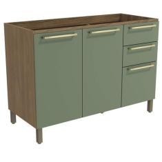 Armário de Cozinha Balcão 2 Portas e 3 Gavetas 120cm com Pés M624 Bota
