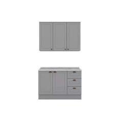 Cozinha Modulada Completa Americana 3 Peças (1Aéreo+1Balcão+1Complemen