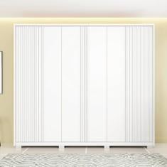Guarda-roupa Casal Suburban Ripado 6 Portas 6 Gavetas e Pés Espresso Móveis Branco Fosco