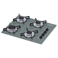 Cooktop 4 bocas Chamalux ultra chama Bivolt Trempe de Chapa Cinza
