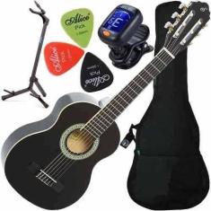 Kit Violão Infantil Nylon Com Suporte G3S Giannini 1/4 Nr Bk