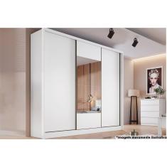 Guarda Roupa Casal 3 Portas De Correr E 6 Gavetas C-espelho Arezzo Plus Branco - Novo Horizonte