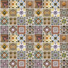 Papel Parede Azulejo Português Tons Marrom Cozinha Lavatório