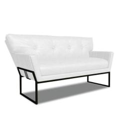 Sofá Namoradeira 2 Lug Industrial Pto Anitta Sintético Pu Branco D03 -