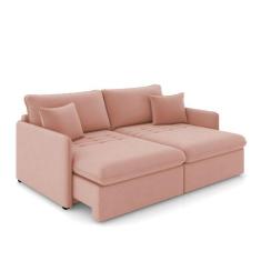 Sofá Retrátil Reclinável 4 Lugares 254cm Maili Veludo Rosê K01 - D'ros