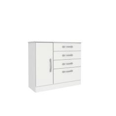 Cômoda Chicago 4 Gavetas 1 Portas Tcil Móveis Cor:branco