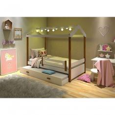 Cama Eliz Branco/mel Com Led E Cama Auxiliar - Divaloto
