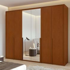 Guarda-roupa 6 Portas 6 Gavetas 100% Mdf Imperatore Com Espelho Frassino
