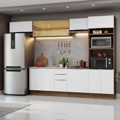 Armário de Cozinha Completa 330cm Rustic/Branco Stella Madesa 04