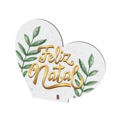 Kit com 10 Enfeites de Natal em Formato de Coração  Decoração em MDF p