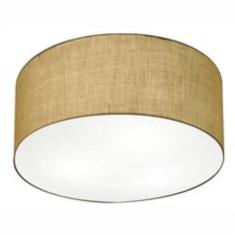 Plafon Cilíndrico Md-3013 Cúpula Em Tecido 60x21cm Palha - Bivolt