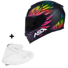 Capacete Asx Eagle Vibes Preto Feminino Moto + Viseira Fumê