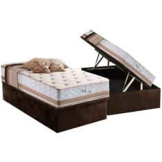 Cama Box Baú Solteiro: Colchão Molas Herval Maxspring Spain + Base CRC