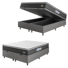 Cama Box Baú Casal Queen Colchão Espuma D33 Pillow Top Millenium 158x1