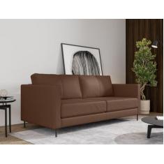 Sofá 2 Lugares Couro Legítimo 2,00m Yescasa Marrom Conhaque