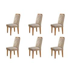 Conjunto Com 6 Cadeiras Para Sala de Jantar Melissa Rufato, Imbuia/Tur