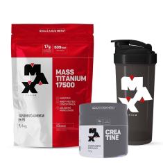 Combo Mass 17500 1,4kg, Creatina 150g e Coqueteleira Max Titanium-Unissex