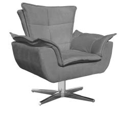 Poltrona Decorativa Opla Giratória Suede Grafite Ibiza