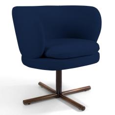 Poltrona Decorativa Melissa Base Xis Giratória Veludo Azul Domi Móveis