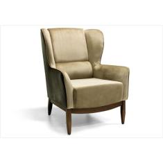 Poltrona Decorativa Milena Base Madeira Veludo Sintético Composê B-98 C-68 Domi Móveis