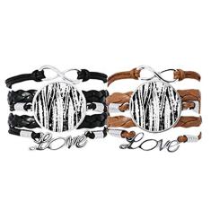 DIYthinker Pulseira de textura, linha vertical, pincel, alça de mão, pulseira de couro, conjunto duplo para presente