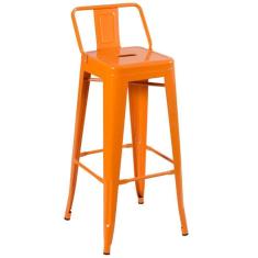 Banqueta Alta Iron Tolix Com Encosto 76 Cm Laranja Laranja