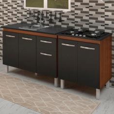 Balcao Pia 120cm E Cooktop 4 Bocas Savana Preto Mobbs Savana Preto