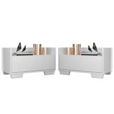 Kit c/ 2 Mesas de Cabeceira 60 cm c/ Pés Quadrados Multimóveis Branca