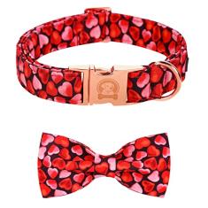 Coleira para cães MR. CHUBBYFACE Valentine Pink Love com laço ajustável para cães pequenos, médios e grandes