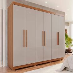 Guarda-Roupa 6 Portas 4 Gavetas New Malibu Espresso Móveis Cinamomo / Off White